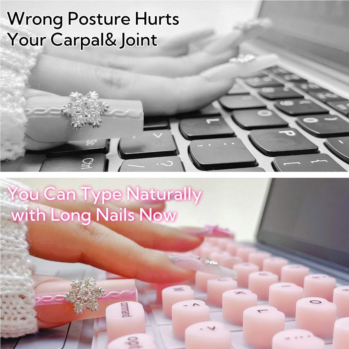 NadyType Keyboard Cover for Long Nails Typing Gaming Compatible With MAC BOOK PRO/AIR,HP,Thinkpad