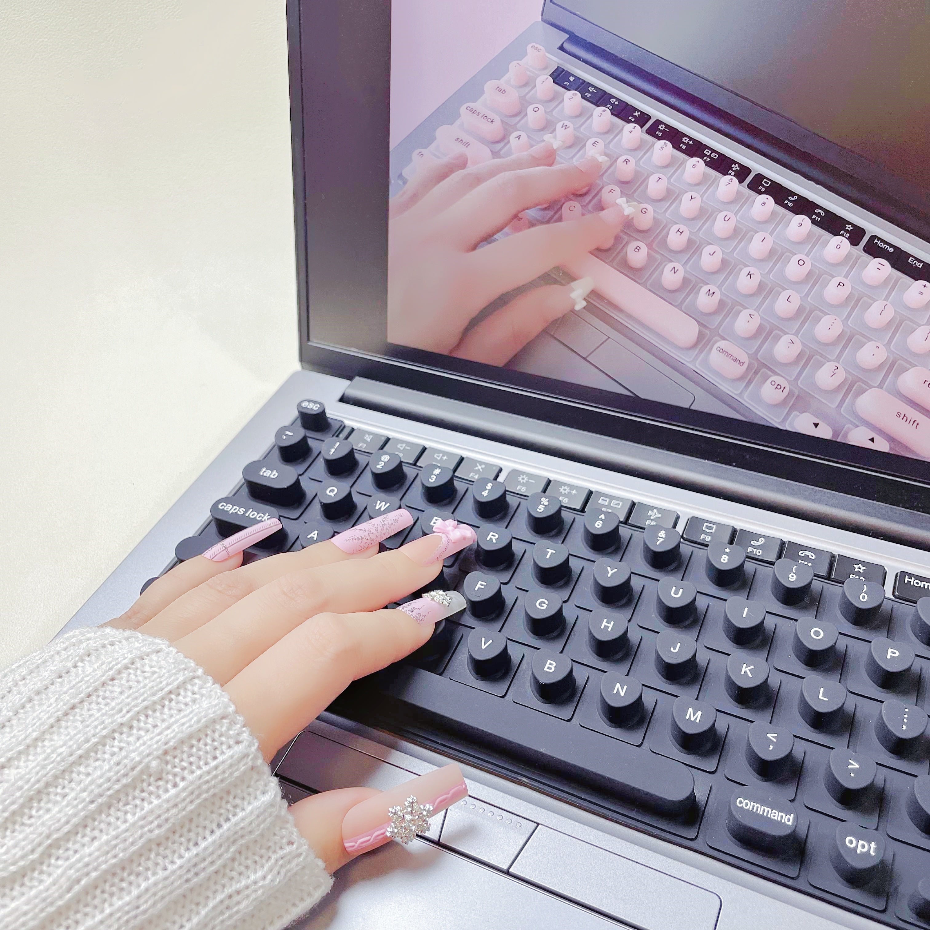 NadyType Keyboard Cover for Long Nails Typing Gaming Compatible With MAC BOOK PRO/AIR,HP,Thinkpad