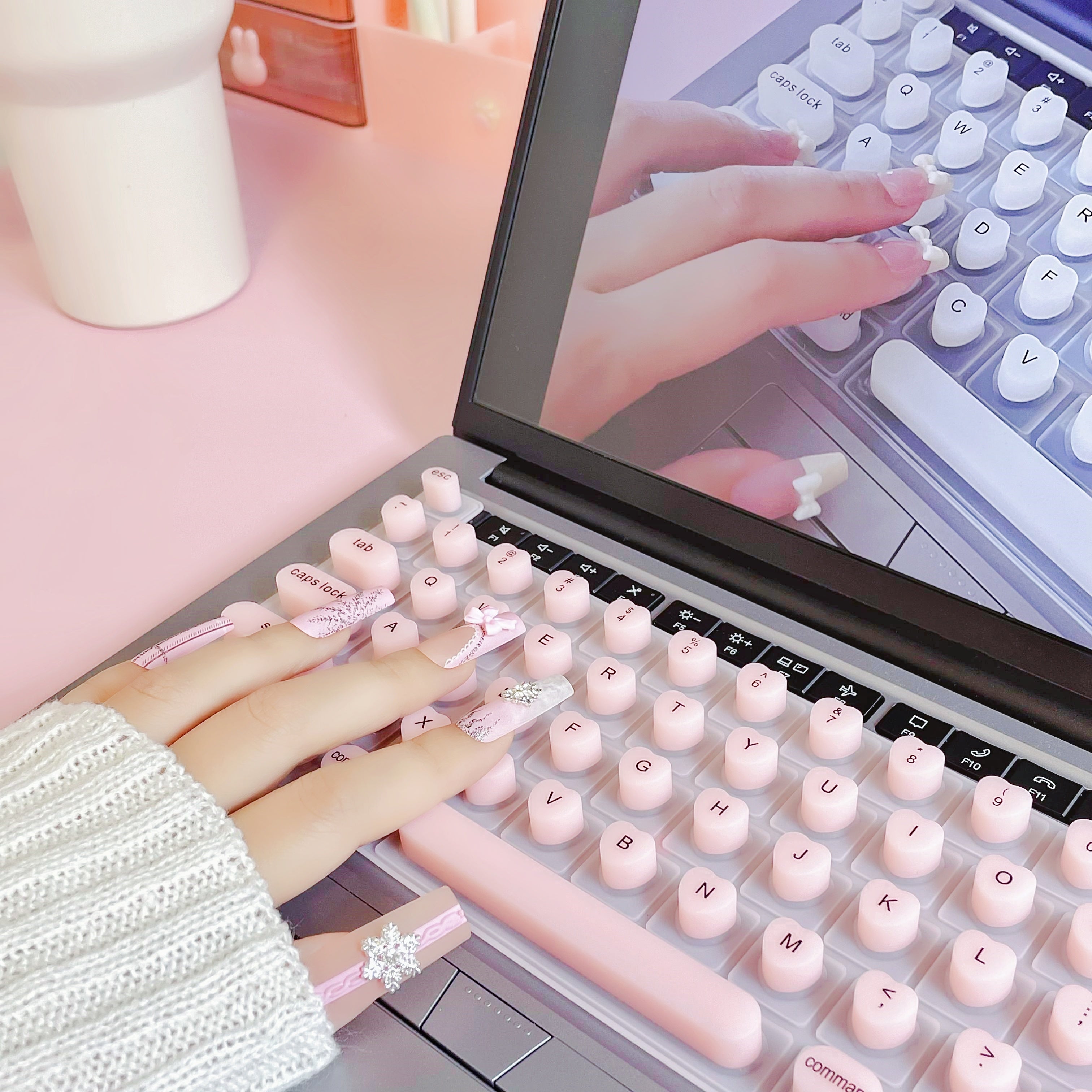 NadyType Keyboard Cover for Long Nails Typing Gaming Compatible With MAC BOOK PRO/AIR,HP,Thinkpad