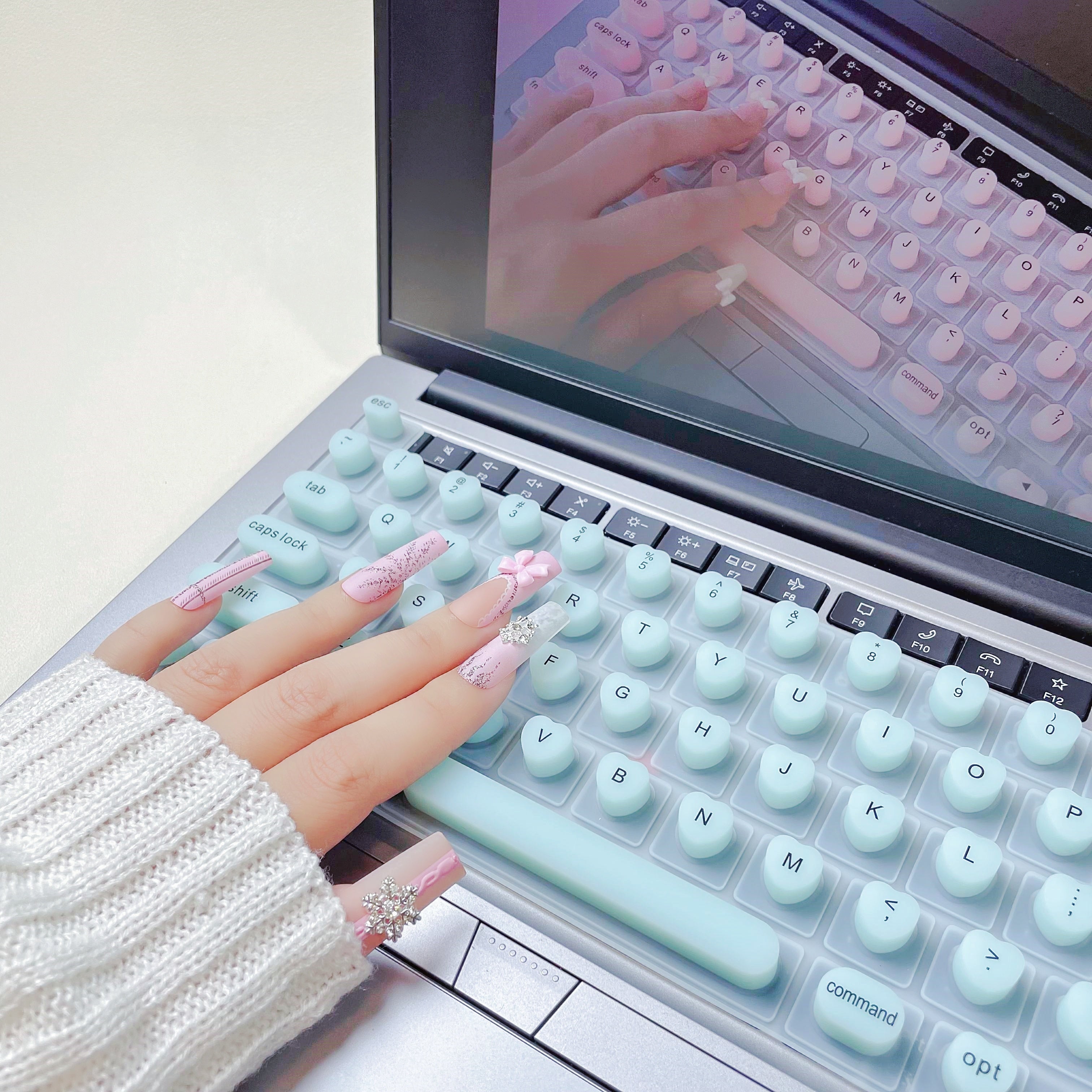 NadyType Keyboard Cover for Long Nails Typing Gaming Compatible With APPLE MAC BOOK PRO/AIR