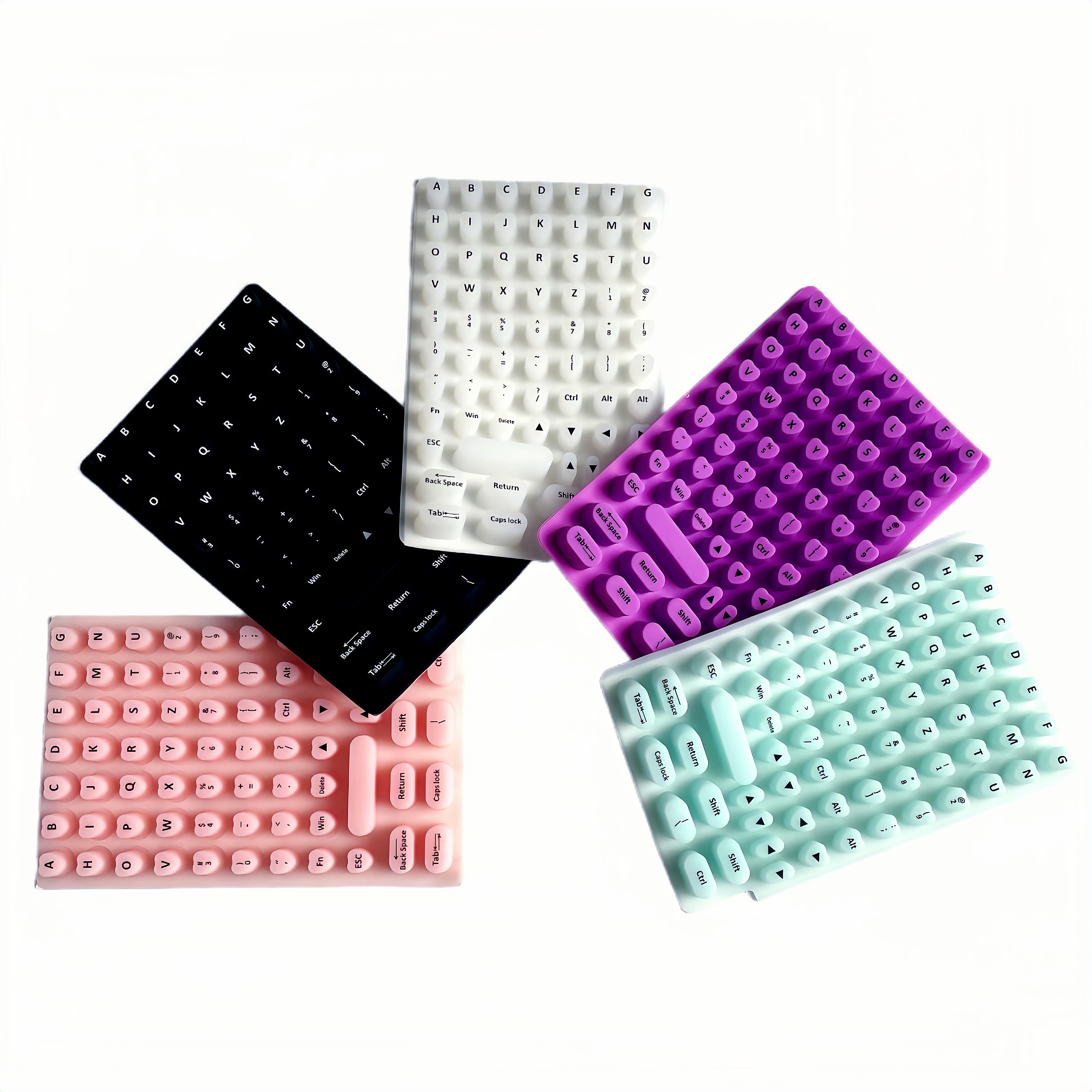 keyboard sticker NadyType 70 Pcs Raised Keyboard Stickers for Long Nails - Heart Shape Silicone Key Bubbles with Extended Keys for Comfortable Typing & Nail Art Protection