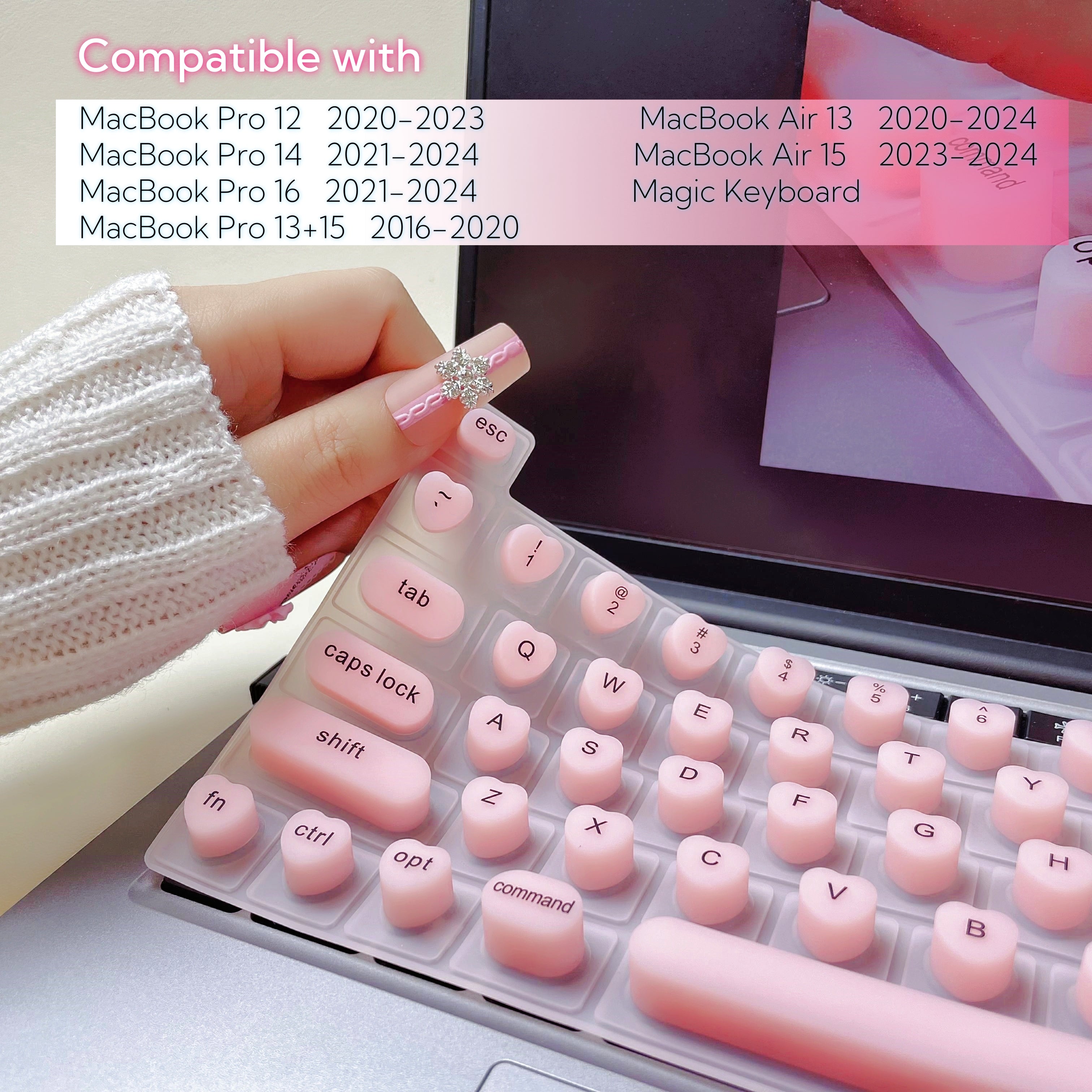 NadyType Keyboard Cover for Long Nails Typing Gaming Compatible With APPLE MAC BOOK PRO/AIR